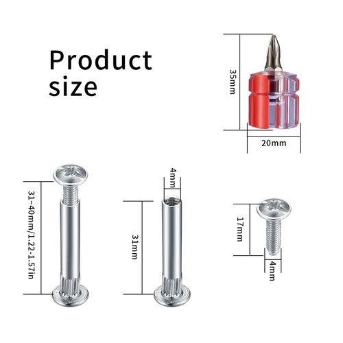 130 Pcs M4 Cupboard Joining Bolts Screws(65 x Binding Screws, 65 x Connecting Sleeves), Furniture Connecting Screws Bolts Post 31-40 mm, Door Handle Screws for Connecting Furniture Cupboard Cabinet