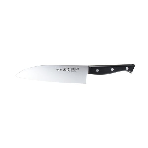 Kiya Western Knife No.170 Santoku Knife (Scythe Type), 6.9 inches (175 mm), Stainless Steel