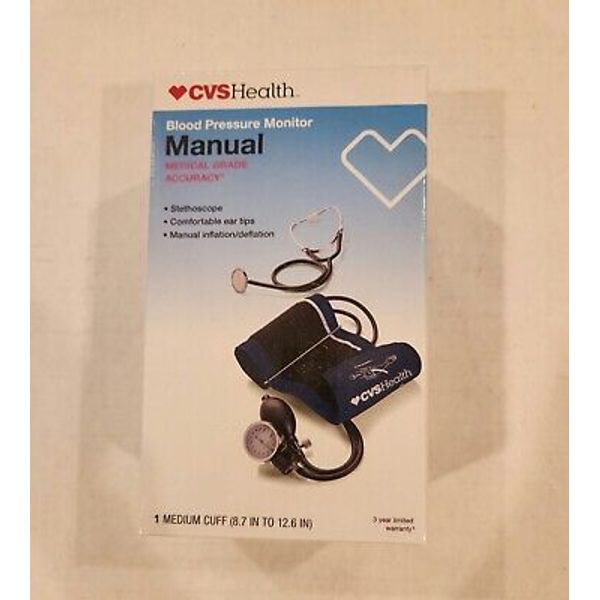 CVS Health Blood Pressure Monitor Measure Manual Stethoscope Medium Cuff NIB