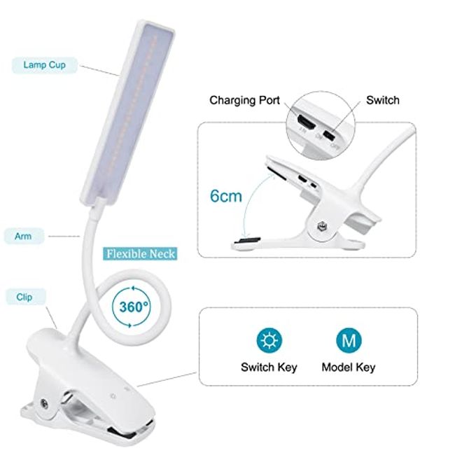 Portable Flexible Reading Lamp Usb Rechargeable Book Light Reading