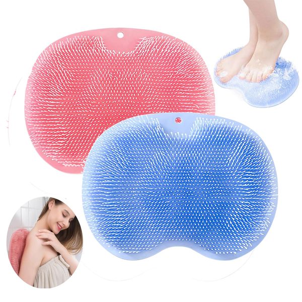 Dusch Fußmassagegerät Scrubber,Tianher 2 Stück Silikon-Massagepad Fußbürste mit Rutschfesten Saugnäpfen für Peeling,Rückenmassage,Fußpflege