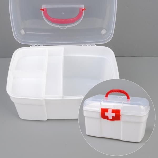 Emergency medicine box, emergency medicine storage box, emergency supply box, 2-tier medicine case