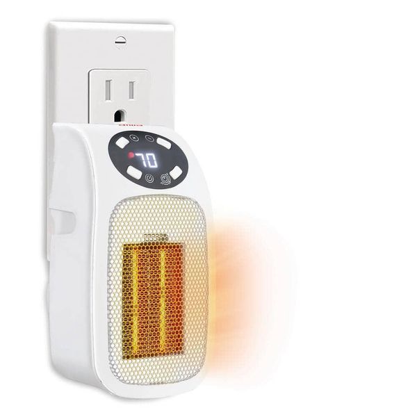 Plug-In Space Heater 7.87 in Electric Outlet Ceramic LCD Up to 24-Hour Timer