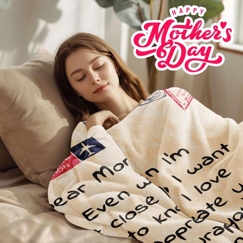 UFOORO Throw Blankets Anniversary Birthday for Mom from Daughter Son, Dear Mom Blanket for Mother's Day, Super Soft Flannel Throw Blankets for Bed Couch 55 * 70 inch