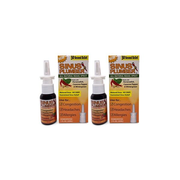 2 Pack Sinus Plumber Hot Pepper Capsaicin Nasal Spray Replaces Sinus Buster