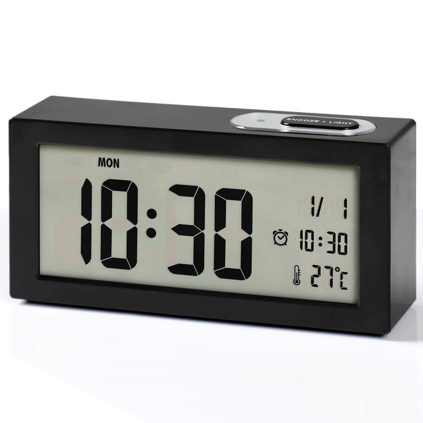 CYMNER Desk Clock - Classic Alarm Clock with Elegant Design, Perfect for Your Living Room or Office, Stylish & Functional Timepiece for a Rustic Touch (Black)