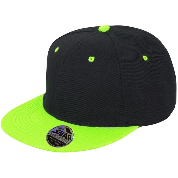Result Core Bronx Original Flat Peak-Snapback Dual Colour Cap Black/Lime