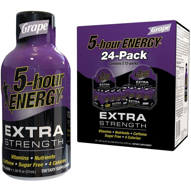 5-hour ENERGY Shot, Extra Strength, Grape (1.93 oz., 24 pk.) Sugar Free Five Hr.