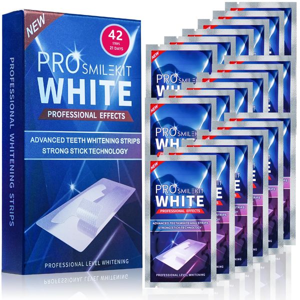 PYue Teeth Whitening Strips, 42 Pcs Professional Teeth Whitening, Teeth Whitening Kit Enamel Safe Non-Sensitive, Tooth Whitening Kits, Effective Home Use Whitening Strips