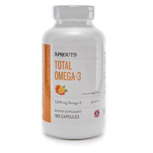 Sprouts Total Omega 3 1240mg fish oil supplement 180 capsules Exp 08/25