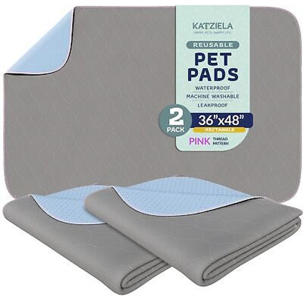 Washable Pet Pads (2 Pack 36in x 48in)Super Absorbent Waterproof Reusable Dog...