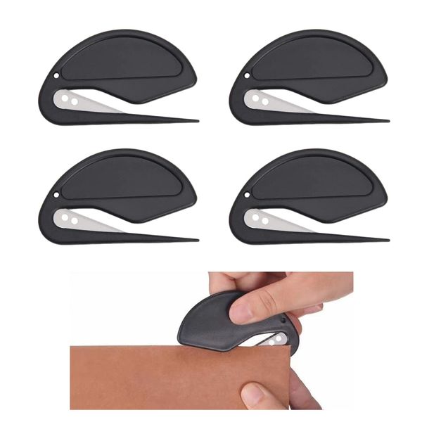 Letter Opener Letter Cutter (Set of 4) Envelope Package Slitter Paper Knife Blade Lightweight Portable Convenient Stationery Office Supplies Office Supplies Household Supplies Unisex Black (Black)