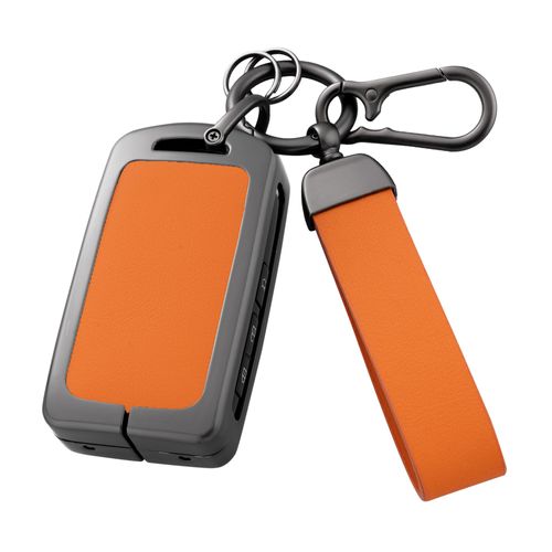 Qunzes Key Fob Cover with Heavy-duty Keychain for CX-3 CX-5 CX-9 2019-up (Orange)