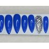 Royal Blue & silver crystals Bling press on nails stiletto diamond full set