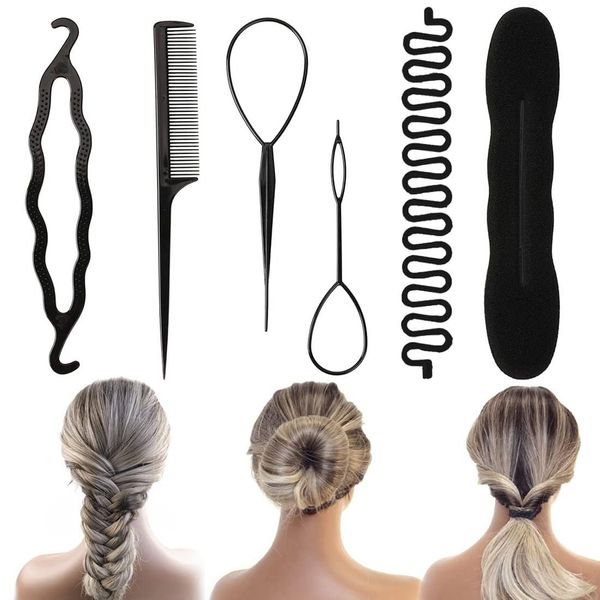 PNPGDYK 6PCS Hair Styling Set, Hair Design Styling Tools Accessories DIY Hair Accessories Hair Modelling Tool Kit Hairdresser Kit Set Magic Simple Fast Spiral Hair Braid Hair Braiding Tool