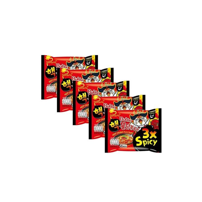 Samyang Buldak Hot Chicken Ramen 3x Spicy Flavour 140g Halal (Pack of 5) by CNMART