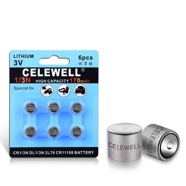 CELEWELL 6 Pack DL1/3N CR1/3N 3V Lithium Battery 170mAh【7-Year Warranty】