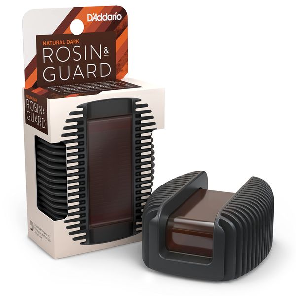 D'Addario Violin Rosin Guard with Dark Rosin - Rosin for Violin, Cello, Viola, Double Bass - Shock Absorbent - Magnetic Attachment - Easy Grip - Dishwasher Safe