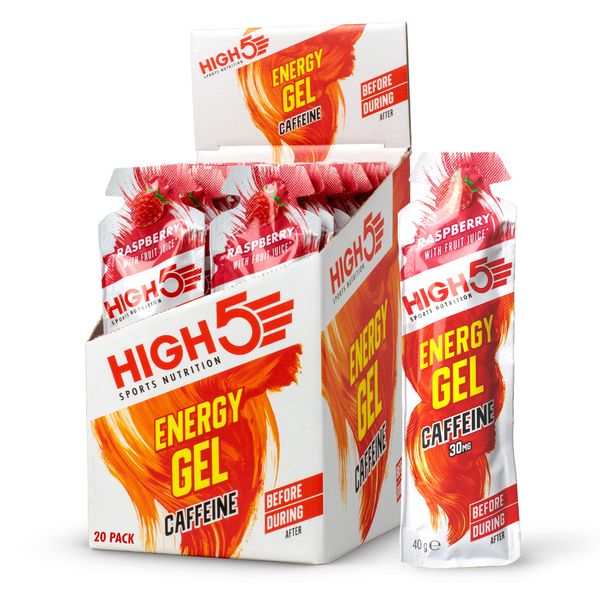 High 5 Energy Gel Plus - 20 x 38g Sachet - Raspberry