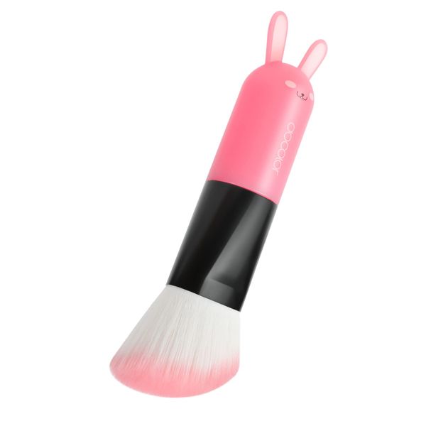 Docolor Face Foundation Brush, Pennello professionale per la regolazione dei contorni del fard, piccolo coniglietto rosa carino, pennello portatile per il trucco – coniglietto