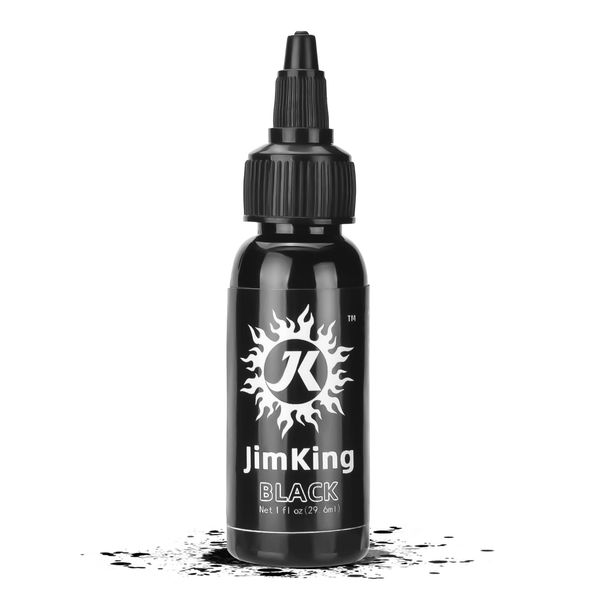 JimKing 30ml Tattoo Ink, Tattoo Color Supply, Black Pigment Natural Plant Tattoo Ink for Permanent Makeup Tattoos, Black