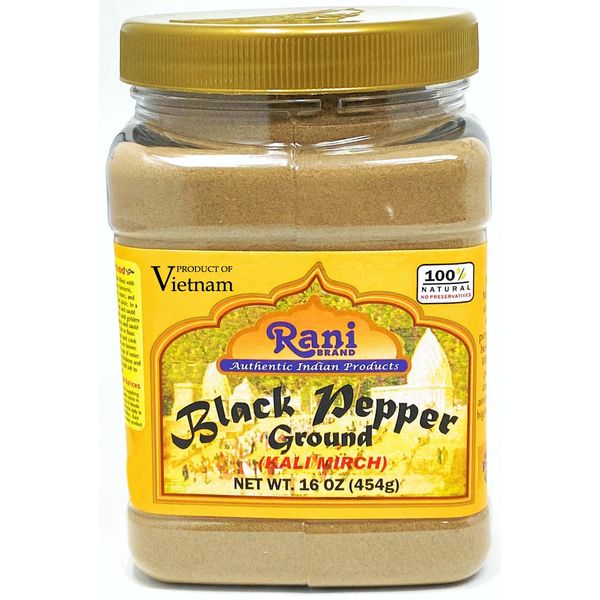 Rani Black Pepper Fine Powder 80 Mesh, 16oz (1lb) 454g PET Jar ~ All Natural | Vegan | Gluten Friendly | NON-GMO