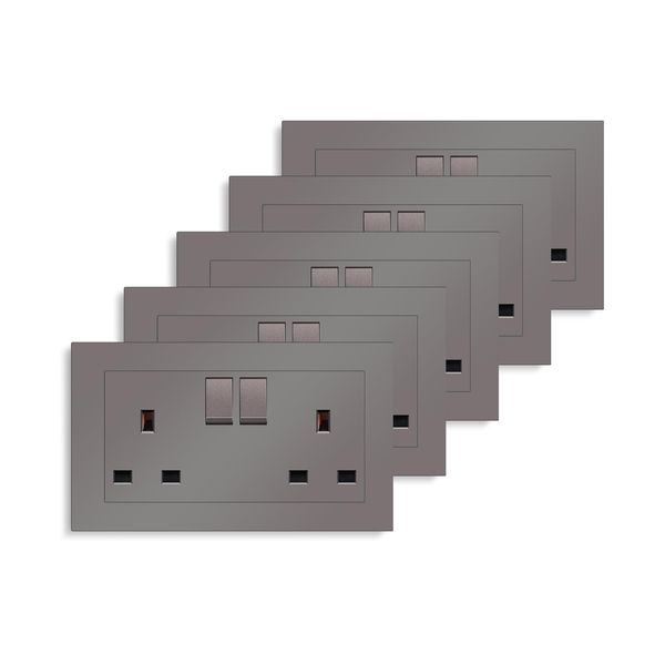 5 Pack CNBINGO Double Switched Socket, 13 Amp Electric Power Socket, PC Wall Plate Outlet