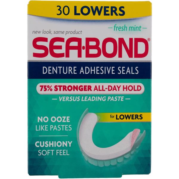 Sea-Bond Denture Adhesive Wafers, Lowers, Fresh Mint 30 ct