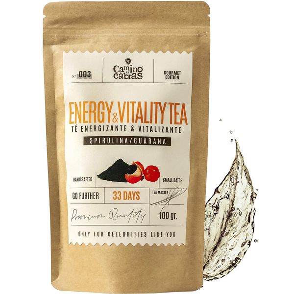 Energie Tee - Natürlicher Energy Drink - Konzentration - Antioxidantien - Superfood - Kräuter Tee Lose mit Grüner Tee, Schwarzer Tee, Mate, Spirulina, Matcha, Maca, Guarana - Kaffee alternative - 100g