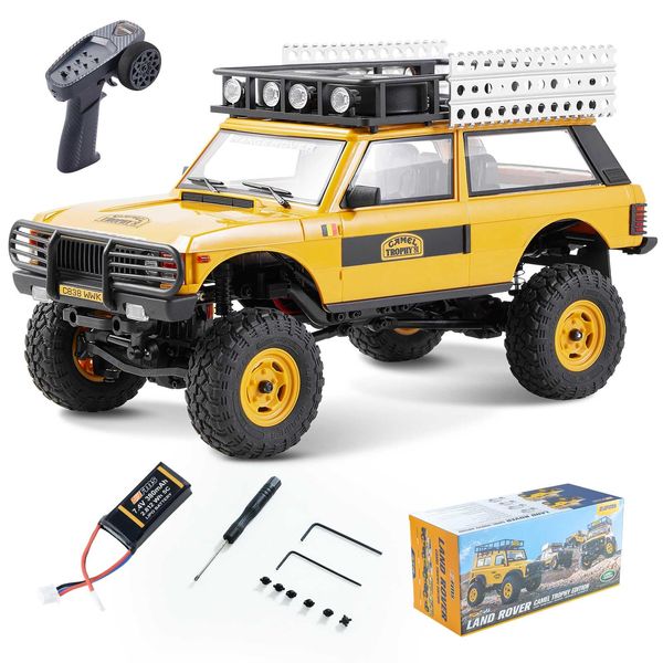 EAZYRC FMS 1/24 FCX24M RC Crawler RTR, Land Rover Series with Licensed, 1/24 RC Truck 4X4 Mini RC Truck with Lighting, 2.4Ghz Remote Control,Battery (Range Rover)