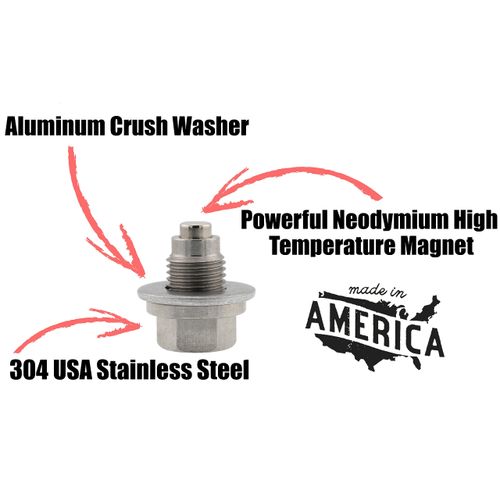Votex - Made in USA - M12 X 1.25MM Magnetic Engine Oil Drain Plug fits Infiniti, Lexus, Nissan, Toyota - Stainless Steel - Part Number DP006
