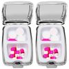 Set of 2 Etched Rectangular Pocket Purse Pill Box & Organizer with Dual Compartments (Diamond Pattern)