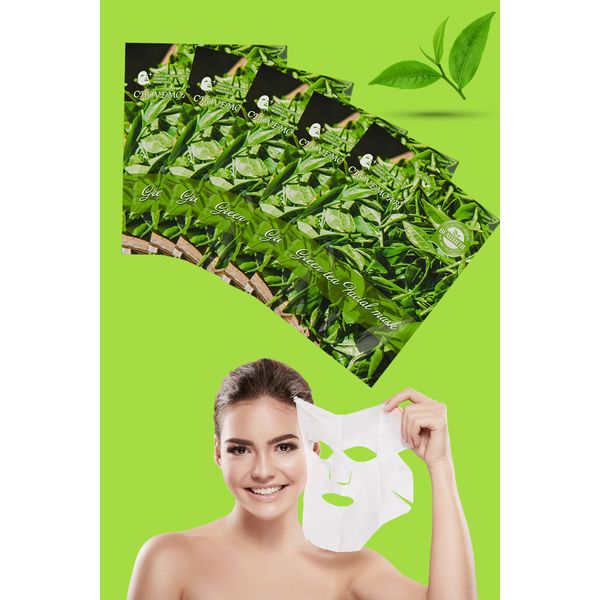 5 Adet Yeşil Çay Özlü Kağıt Yüz Maskesi Green Tea Face Mask 25ML ARM99