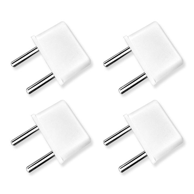 Europe Outlet Converter Adapter for International Travel Power Conversion Plug C Type Set of 4 (White)