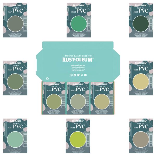 Rust-Oleum PVC Paint Tester Box - Rich Green Tones - Matt