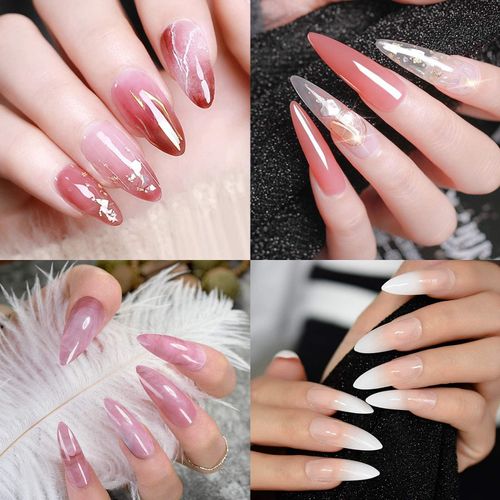 Unghie Finte Nail System Form, Kalolary 120PCS Nail Dual Forms Stiletto Nail Mold Kit con 10PCS Poly Gel Quick Building Nail Tips Clip (Trasparente)