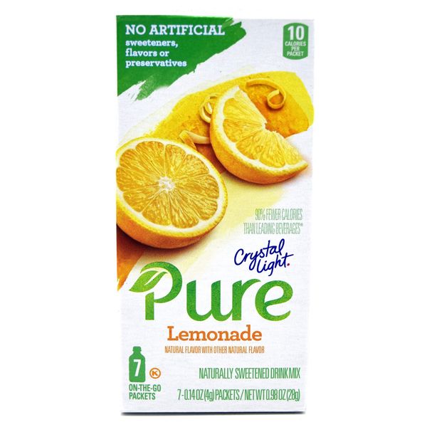 Crystal Light Pure Lemonade On The Go Drink Mix, 7-Packet Box (4 Box Pack)