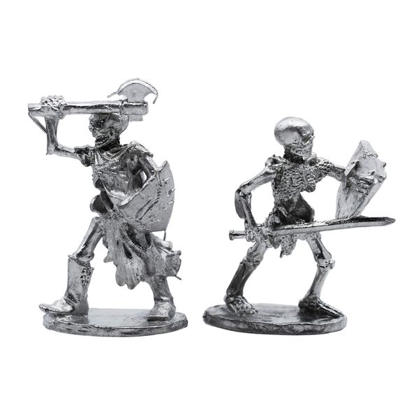 IRON WIND METALS 2 Piece Skeleton Warriors - 100% Lead-Free Pewter - Classic Fantasy Miniatures for 28mm Table Top Games - Made in USA - RAL Partha Miniatures