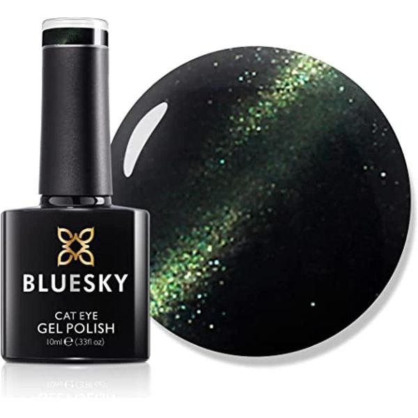 Bluesky Gel Nail Polish, Cat Eye Coat, Green, KA549, 10ml Gel Polish (Requires curing under UV/LED Lamp and a Dark Base to obtain effect pictured)