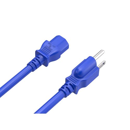 CableLeader 2ft 14 AWG Universal Power Cord IEC320 C13 to NEMA 5-15P, Extension Power Cord, Compatible with Computers, Monitors, Printers & TVs, Blue, Pack of 1