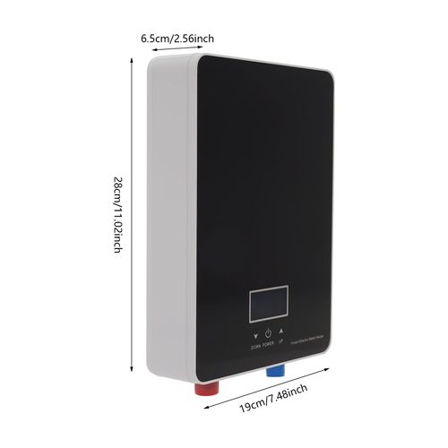 WUSILILU Mini Kitchen Instant Water Heater 6000W Microcomputer Tankless Water Heater Low Pressure Under Sink Electric 110V, LED Panel, Energy Saving, Leakage Protector, IPX4 (Black)