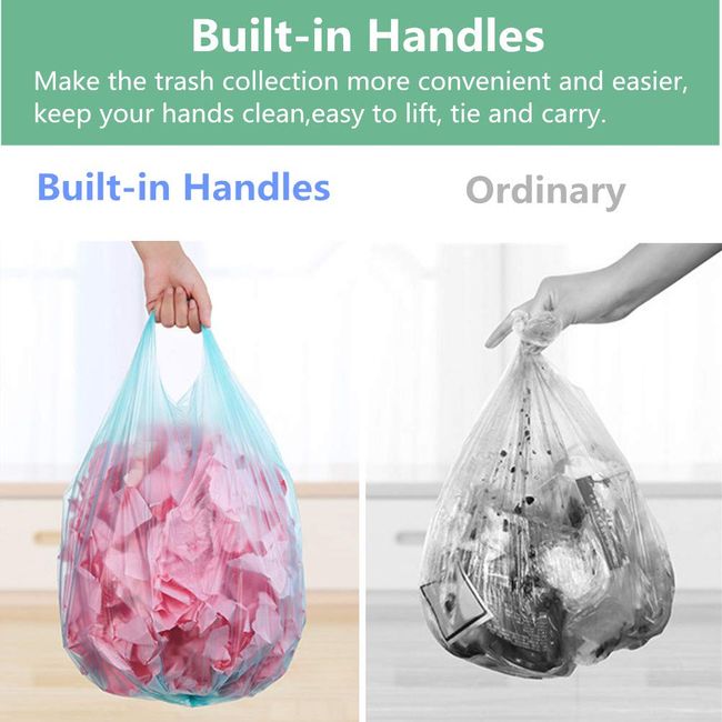 4 GALLON Bathroom Trash Bags, 4 Rolls/100 Counts Small HANDLES Garbage Bags  for Office, Bathroom Wastebasket Waste Bin Colorful Portable Rubbish Bags