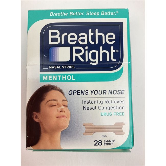 Breathe Right Menthol Nasal Strips 28 Small Medium Strips