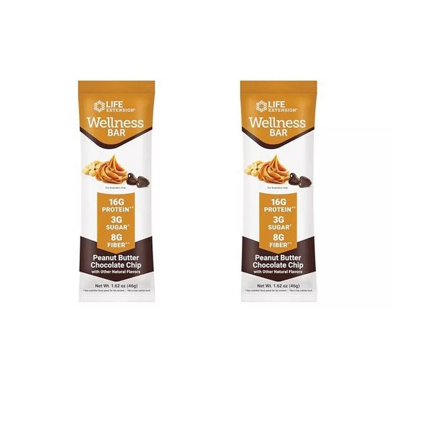 Wellness Bar Peanut Butter Chocolate Chip 6 Bars ******2 PACK = 12 BARS********