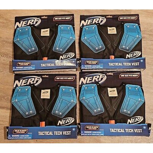 4 NERF Elite Tactical Vest One Size Fits Most (Holds 10 Darts) + XTRA STORAGE