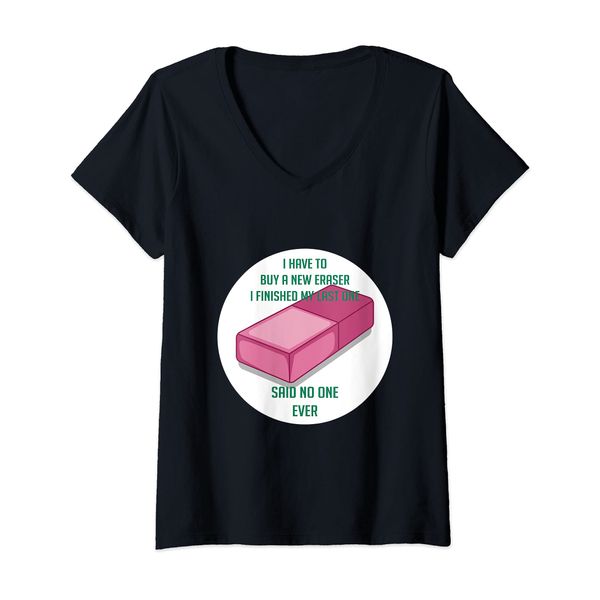 Womens Finished Eraser Student V-Neck T-Shirt