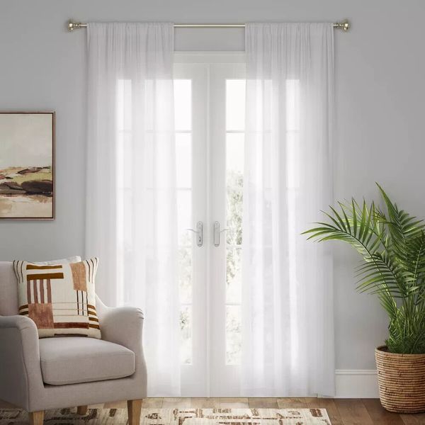 Farrah Curtain Panel White (54x95) - Threshold Light Filtering Curtain - 1pc