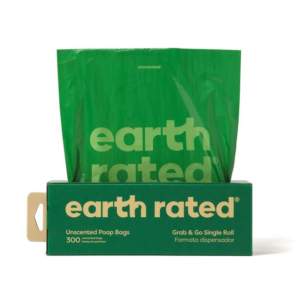 Earth Rated Dog Poop Bags - Leak-Proof and Extra-Thick Pet Waste Bags for Big and Small Dogs - Grab & Go - Unscented - 300 Bags