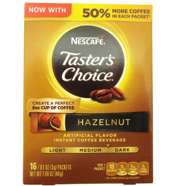 Nescafé Tasters Choice Instant Coffee  Hazelnut  Medium/Dark  16 Single Packets
