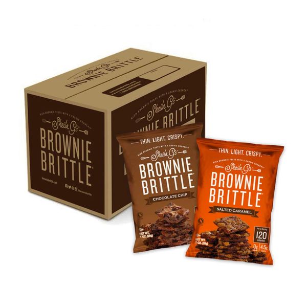 Sheila G's Brownie Brittle – Chocolate Chip & Salted Caramel Thin and Crispy Sweet Snacks (Pack of 20, 1 oz), Rich Gourmet Brownie Bites Dessert